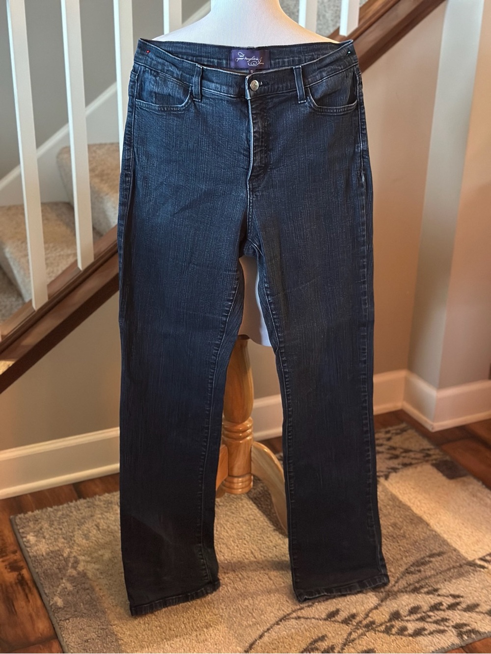 NYDJ Marilyn Dark Indigo Embellished Rhinestone Pocket Jeans - N1011